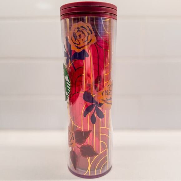 Limited Edition Starbucks 2020 Fall Plum Pink Rose Tumbler-16oz-Slide/Twist Top - Picture 3 of 9